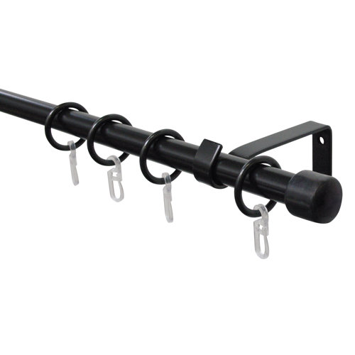 Verstellbare Gardinenstange Schwarz – 76–139 Cm, Ø 2,5 Cm, Mit 15 Gleitringen – Für Innen & Außen, Einfach Montiert